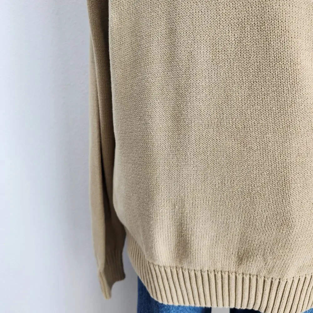 Vintage Geoffrey Beene Tan Grid Knit Crewneck Sweater Grandpacore Long Sleeve M - Picture 11 of 13